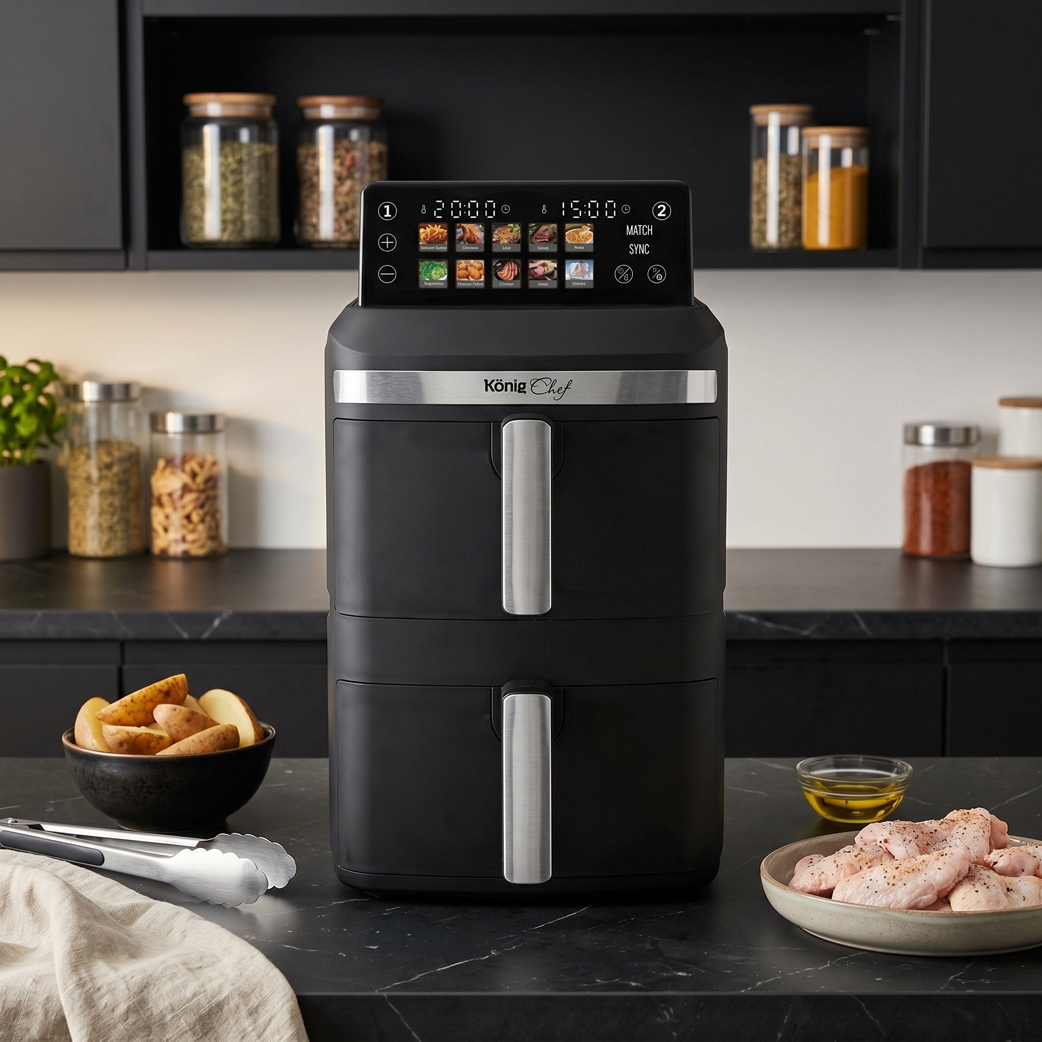 KönigChef XXL 12.4L Double Drawer Air Fryer with FryForce 360° Technology®